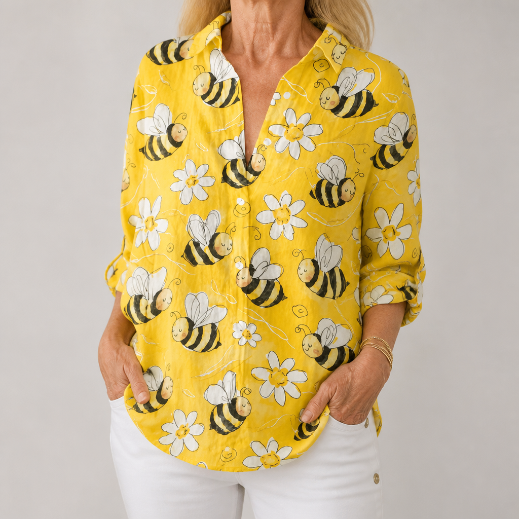 Nancy™ | Bijenbloes Blouse | Lichtgewicht Lente Blouse met Artistieke Prints