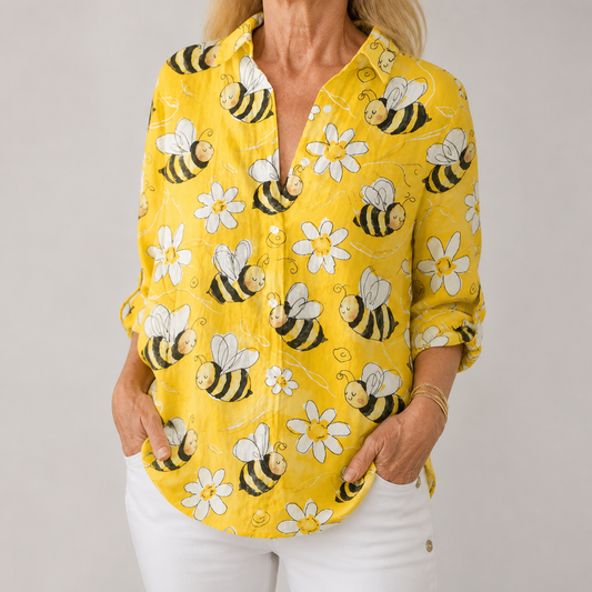 Nancy™ | Bijenbloes Blouse | Lichtgewicht Lente Blouse met Artistieke Prints