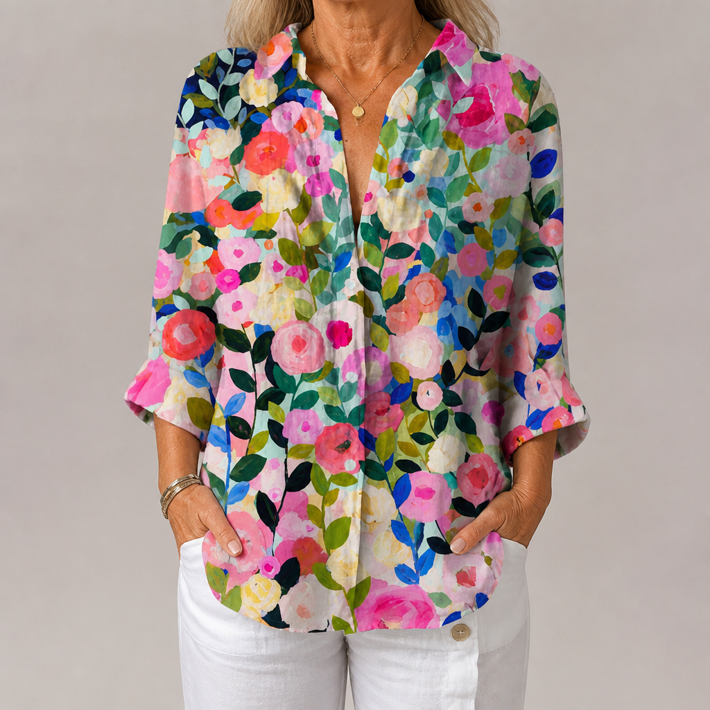 Amandine™ | Bloom Canvas Blouse | Lichtgewicht ademende blouse met lentepatronen